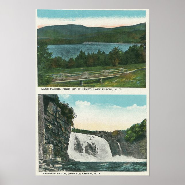 View of Lake from Mt Whitney, Rainbow Falls Poster (Front)