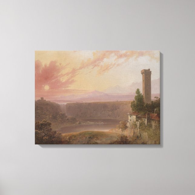 View of Lake Nemi at Sunset Canvas Print (Front)