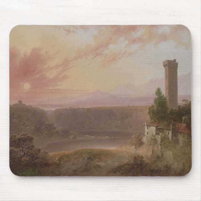 View of Lake Nemi at Sunset Mouse Mat (Front)