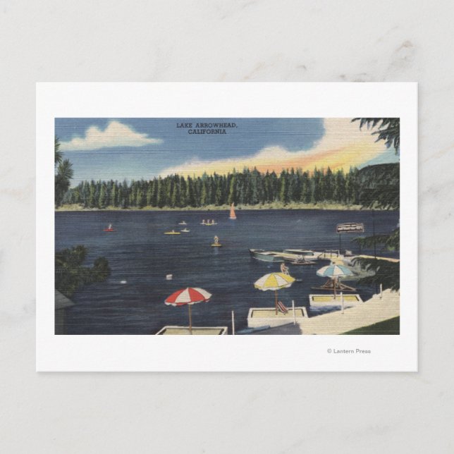 View of Lake, Tree-Lined Shore Postcard (Front)