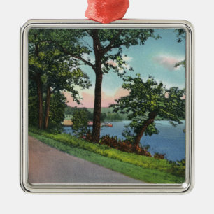 View of Lakeside Drive along Chautauqua Lake Metal Tree Decoration