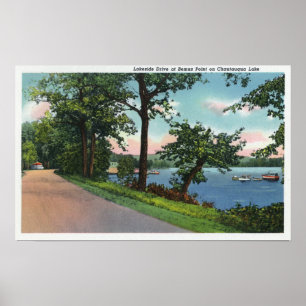 View of Lakeside Drive along Chautauqua Lake Poster