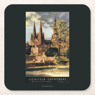 View of Lichfield Cathedral Square Paper Coaster