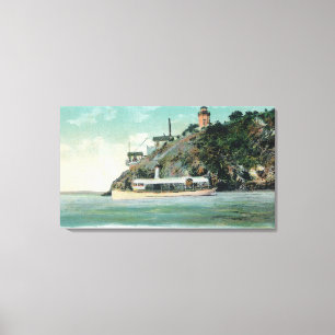 View of Lighthouse and Commandant's Launch Canvas Print