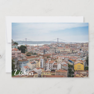 View of Lisbon old town and 25th of April Bridge