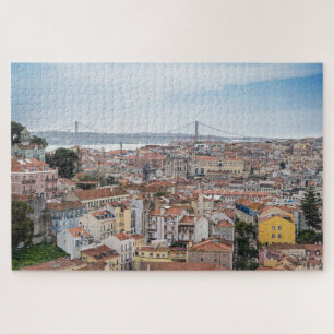 View of Lisbon old town and 25th of April Bridge Jigsaw Puzzle