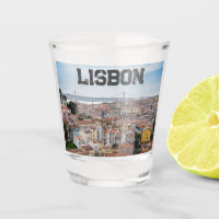 View of Lisbon old town and 25th of April Bridge