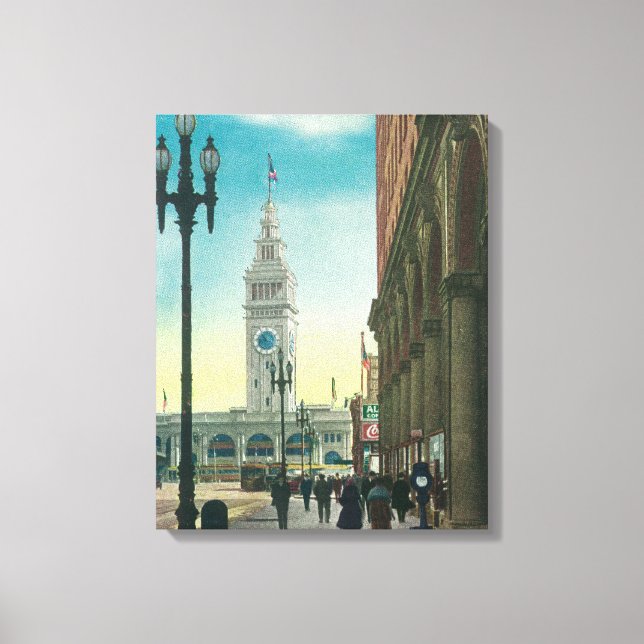 View of Lower Market St showing Ferry Tower Canvas Print (Front)