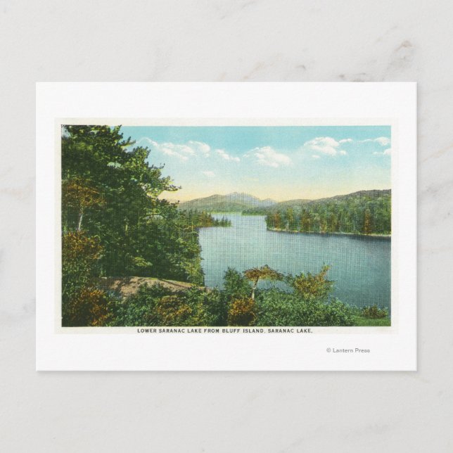 View of Lower Saranac Lake from Bluff Island Postcard (Front)