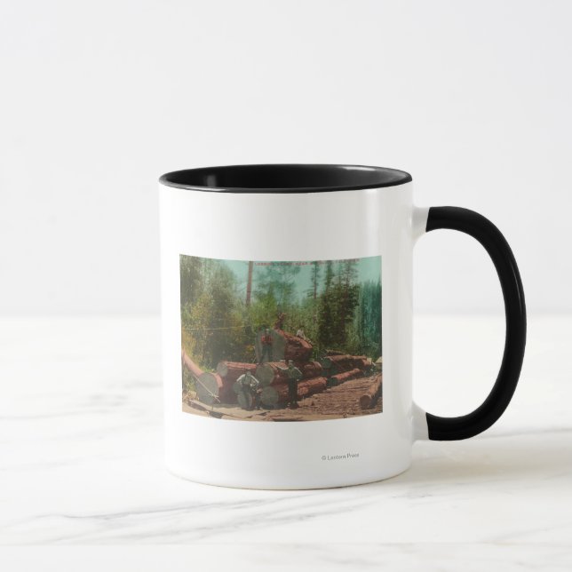 View of Lumberjacks, Logging SceneSterling, CA Mug (Right)