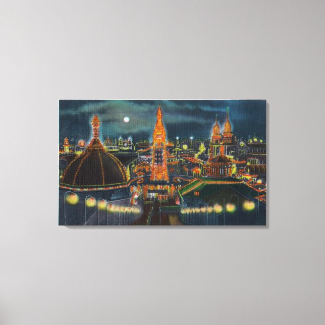 View of Luna Park at Night Canvas Print (Front)