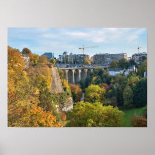 View of Luxembourg city in a calm autumn evening Poster