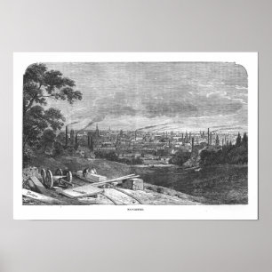 View of Manchester, engraved by T.Gustyne Poster