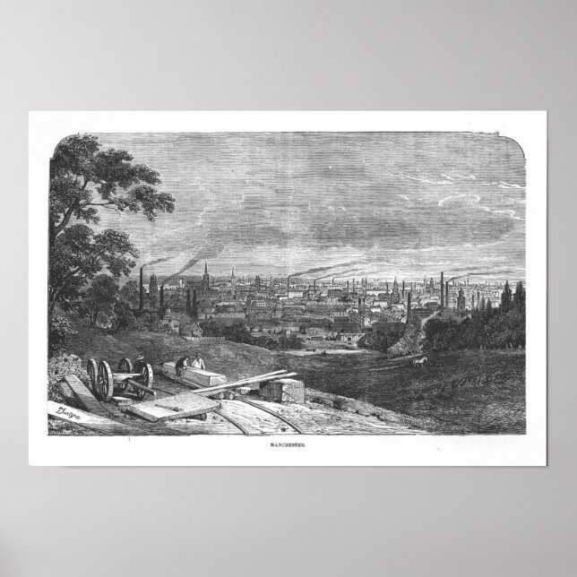 View of Manchester, engraved by T.Gustyne Poster (Front)