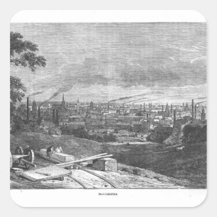 View of Manchester, engraved by T.Gustyne Square Sticker