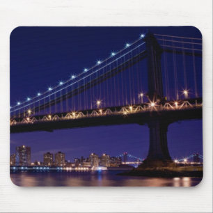 View of Manhattan bridge at night Mouse Mat