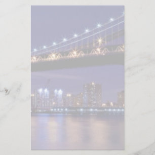 View of Manhattan bridge at night Stationery
