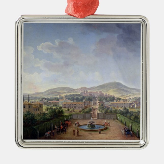 View of Marino, 1719 (oil on canvas) Metal Tree Decoration (Front)