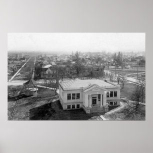 View of Medford, Oregon and Library Photograph Poster
