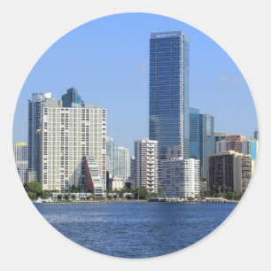 View of Miami Skyline Classic Round Sticker
