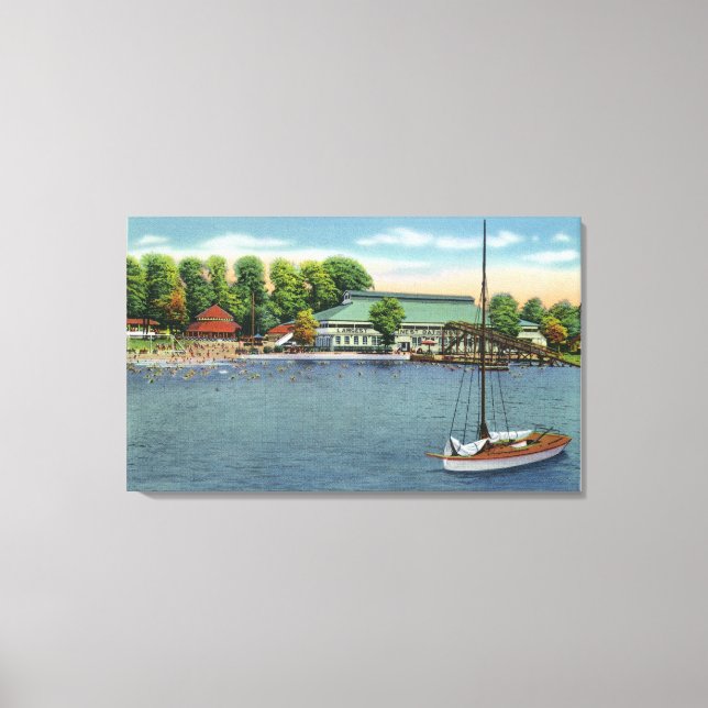 View of Midway Park Beach and Pavilion Canvas Print (Front)