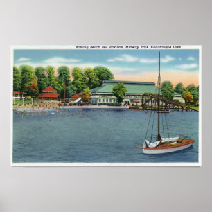 View of Midway Park Beach and Pavilion Poster
