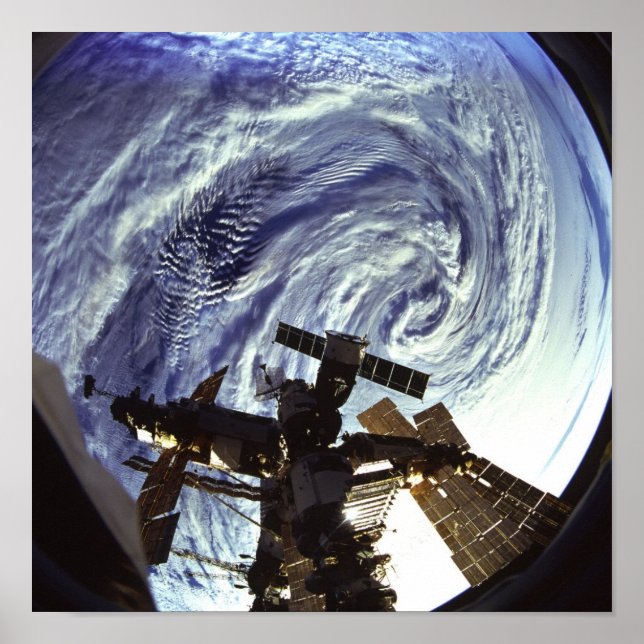 View of MIr Space Station backdropped by Earth Poster (Front)