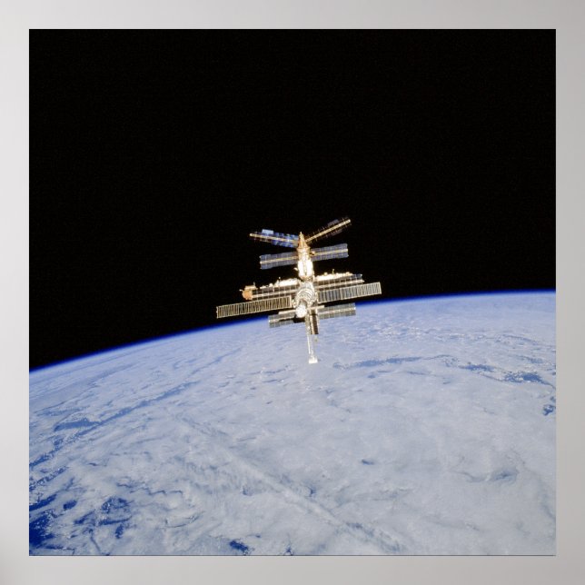 View of Mir Space Station from Shuttle Atlantis Poster (Front)