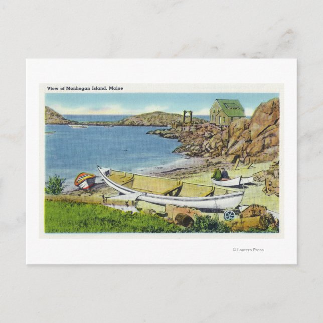 View of Monhegan Island, Beach Scene Postcard (Front)