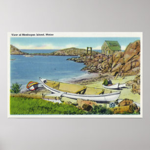 View of Monhegan Island, Beach Scene Poster