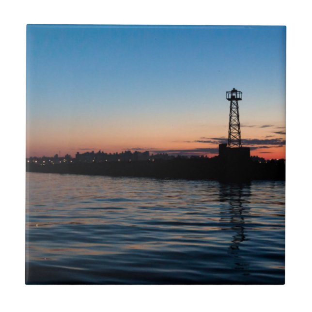 View Of Montevideo At Dawn, Uruguay Tile (Front)