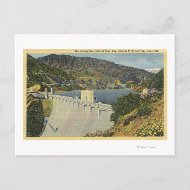 View of Morris San Gabriel Dam Postcard (Front)