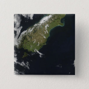 View of most of the South Island of New Zealand 15 Cm Square Badge