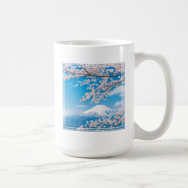 View of Mount Fuji with Cherry Blossoms Coffee Mug (Right)