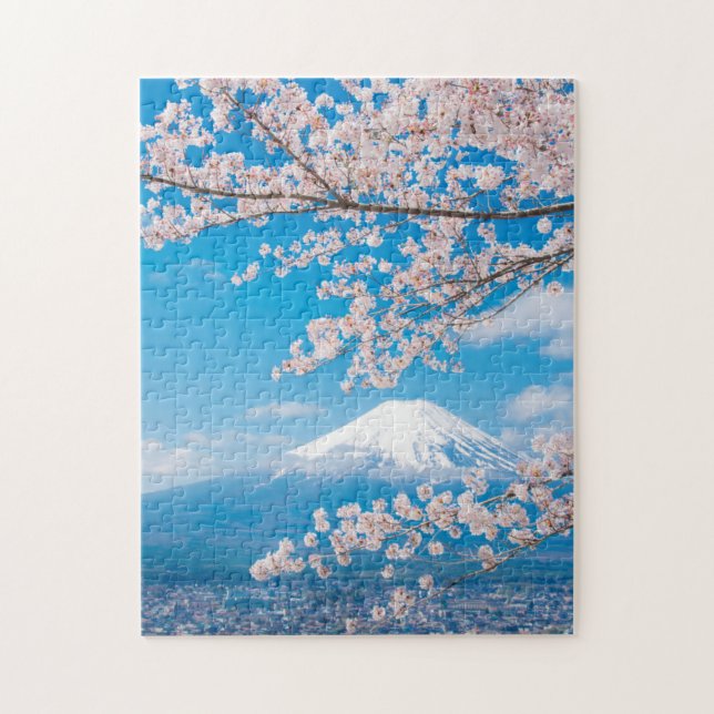 View of Mount Fuji with Cherry Blossoms Jigsaw Puzzle (Vertical)