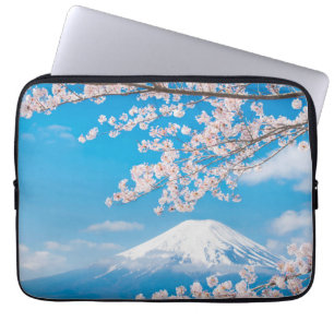 View of Mount Fuji with Cherry Blossoms Laptop Sleeve
