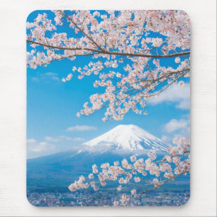View of Mount Fuji with Cherry Blossoms Mouse Mat