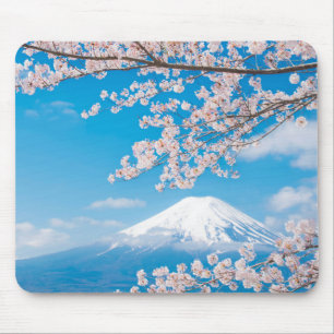 View of Mount Fuji with Cherry Blossoms Mouse Mat