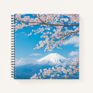 View of Mount Fuji with Cherry Blossoms Notebook