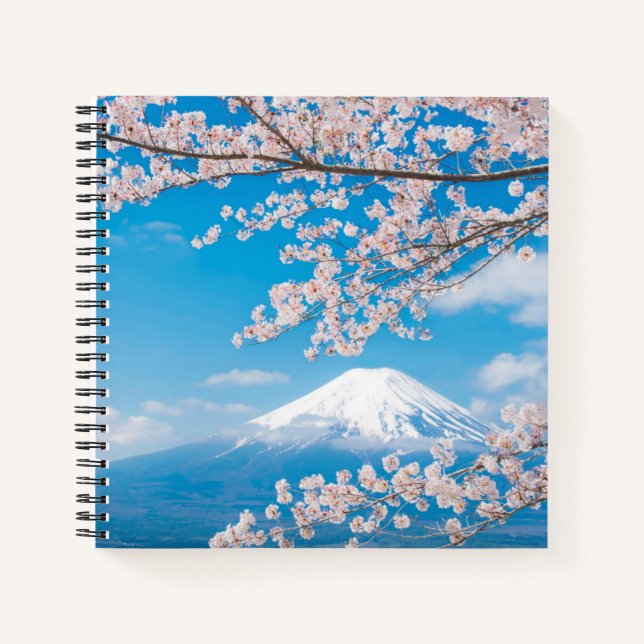 View of Mount Fuji with Cherry Blossoms Notebook (Front)