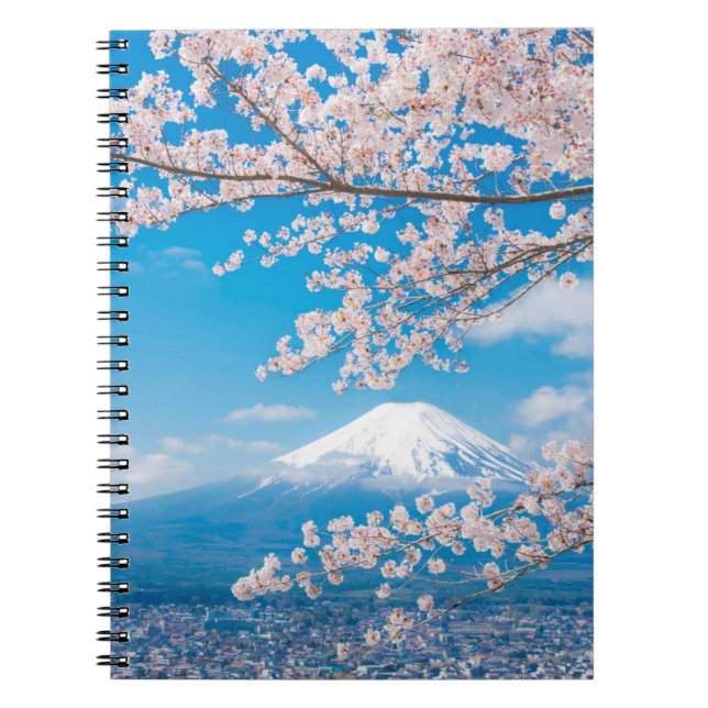 View of Mount Fuji with Cherry Blossoms Notebook (Front)