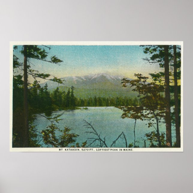 View of Mount Katahdin, Loftiest Peak in Maine Poster (Front)