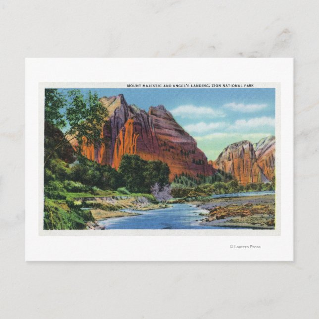 View of Mount Majestic and Angel's Landing Postcard (Front)
