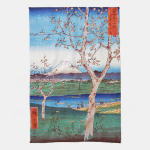 View of Mt. Fuji and Cherry Blossoms, Hiroshige Tea Towel