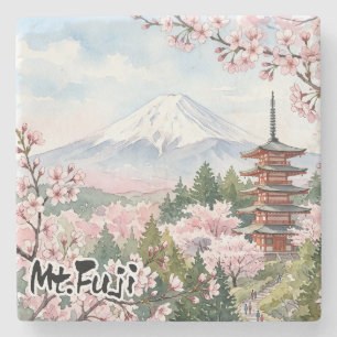 View of Mt. Fuji from Arakurayama Sengen Park Stone Coaster