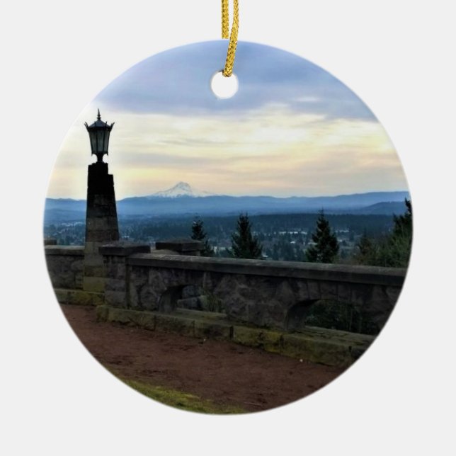 View of Mt. Hood, Portland, Oregon Ceramic Tree Decoration (Front)