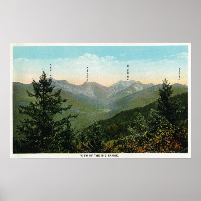View of Mt. Marcy, Saddleback, Sawtooth Poster (Front)