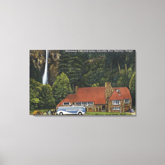 View of Multnomah Falls Lodge Canvas Print (Front)