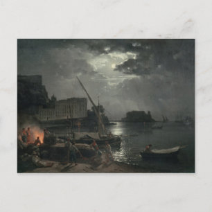 View of Naples in Moonlight, 1829 Postcard