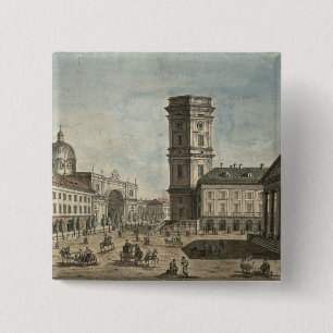 View of Nevsky Prospekt, St. Petersburg, 1810 15 Cm Square Badge
